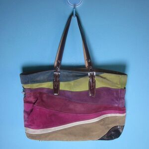 Coach Multicolor Suede Tote Bag